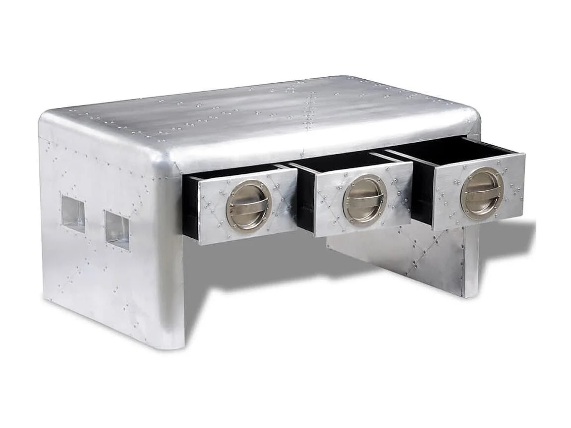 Table basse 3 tiroirs vintage Style d'aviation