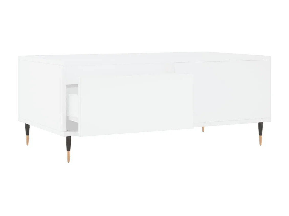 Mesa de centro dourada branca 90x50x36,5 cm Madeira trabalhada