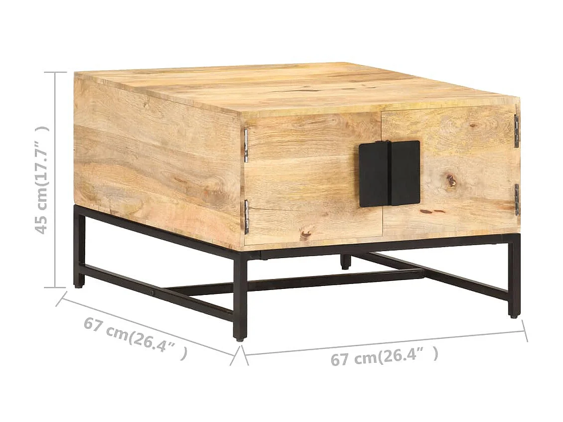 Mesa de centro Gold 67x67x45 cm Madera maciza de mango