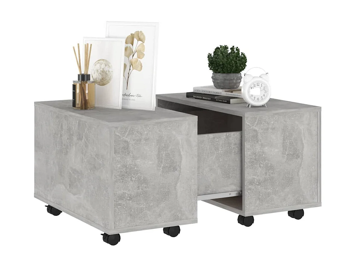 Mesa de centro dourada concreto cinza 60x60x38 cm aglomerado