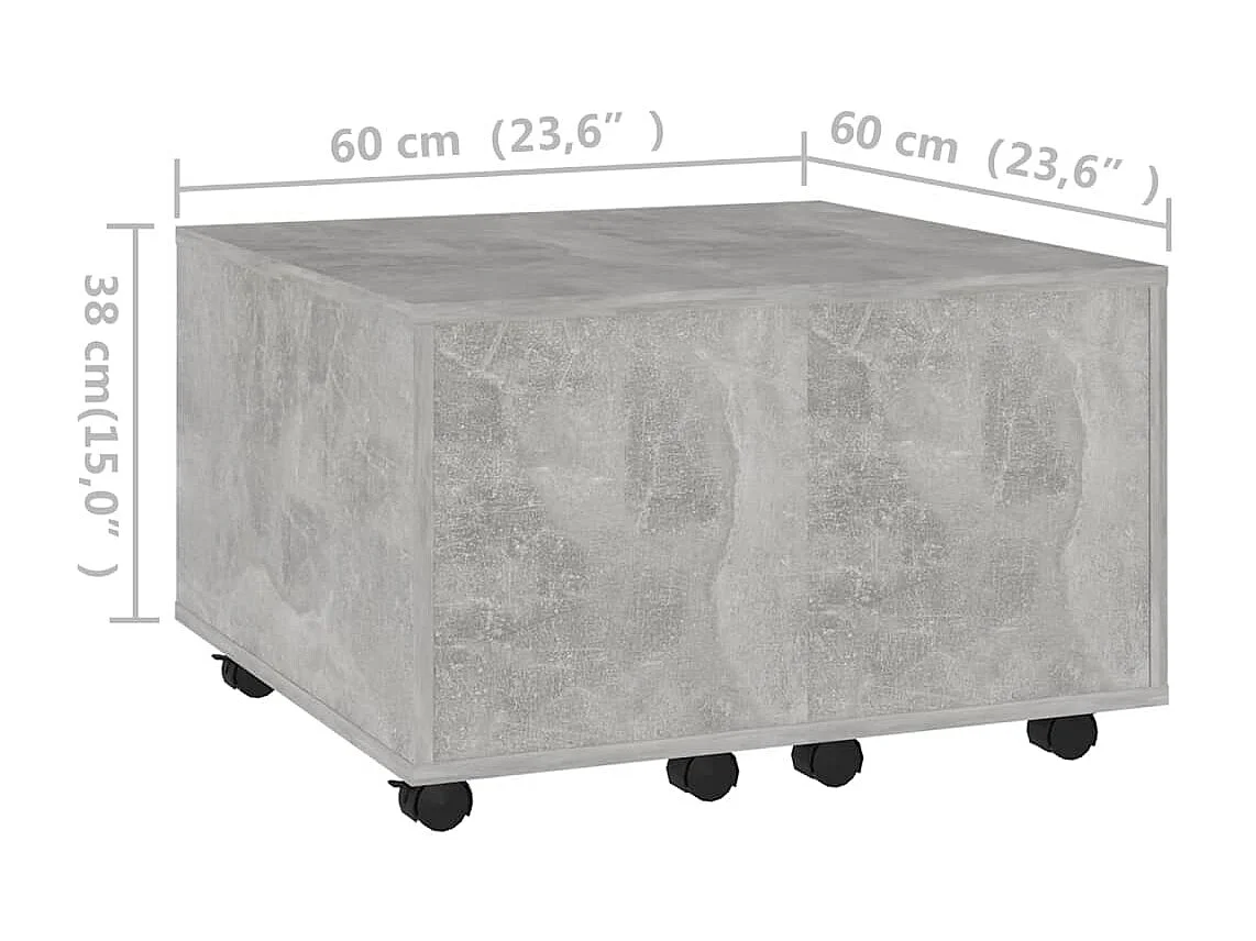 Table basse Gris béton 60x60x38 cm Aggloméré