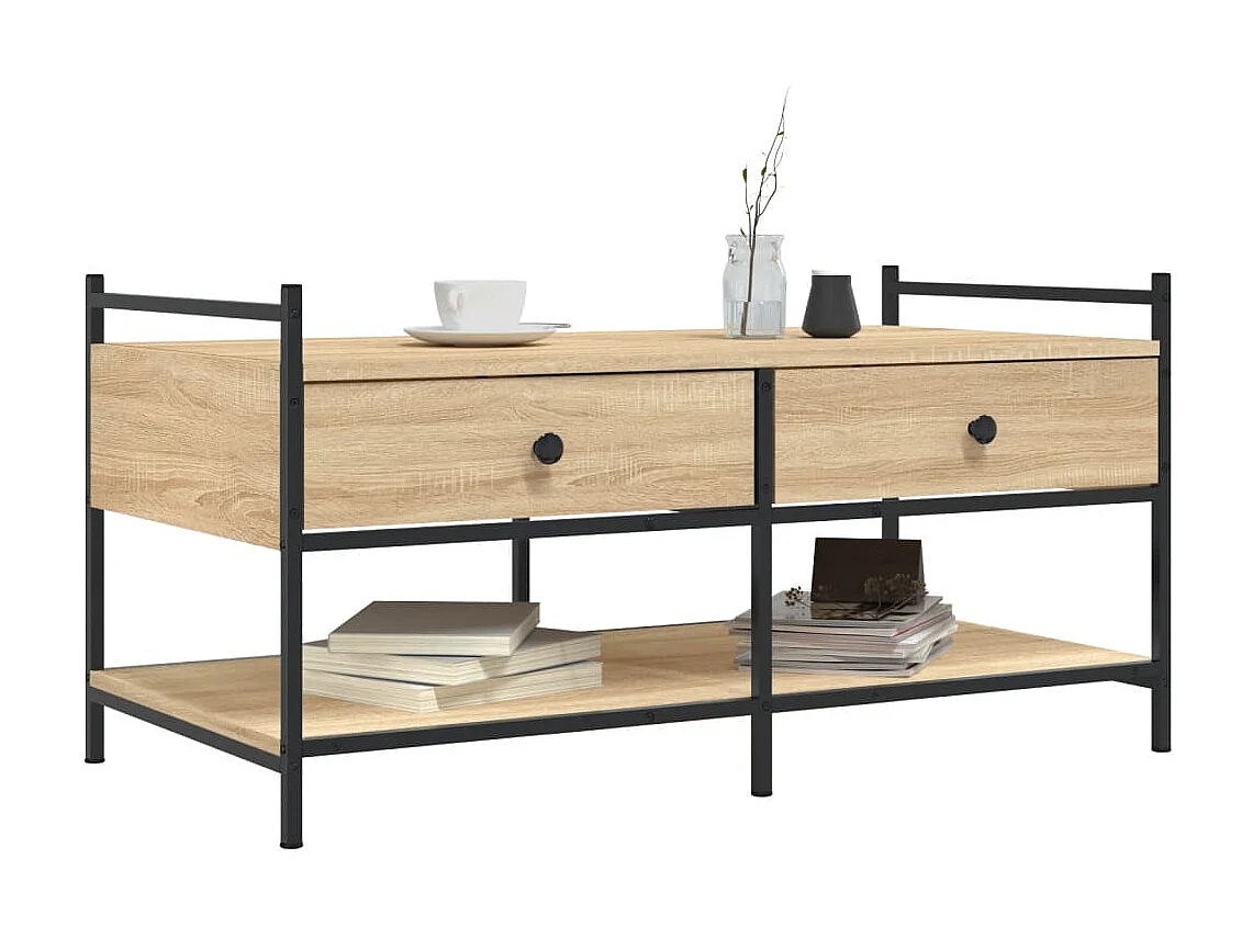 Mesa de centro em carvalho Sonoma dourado 99x50x50 cm madeira projetada