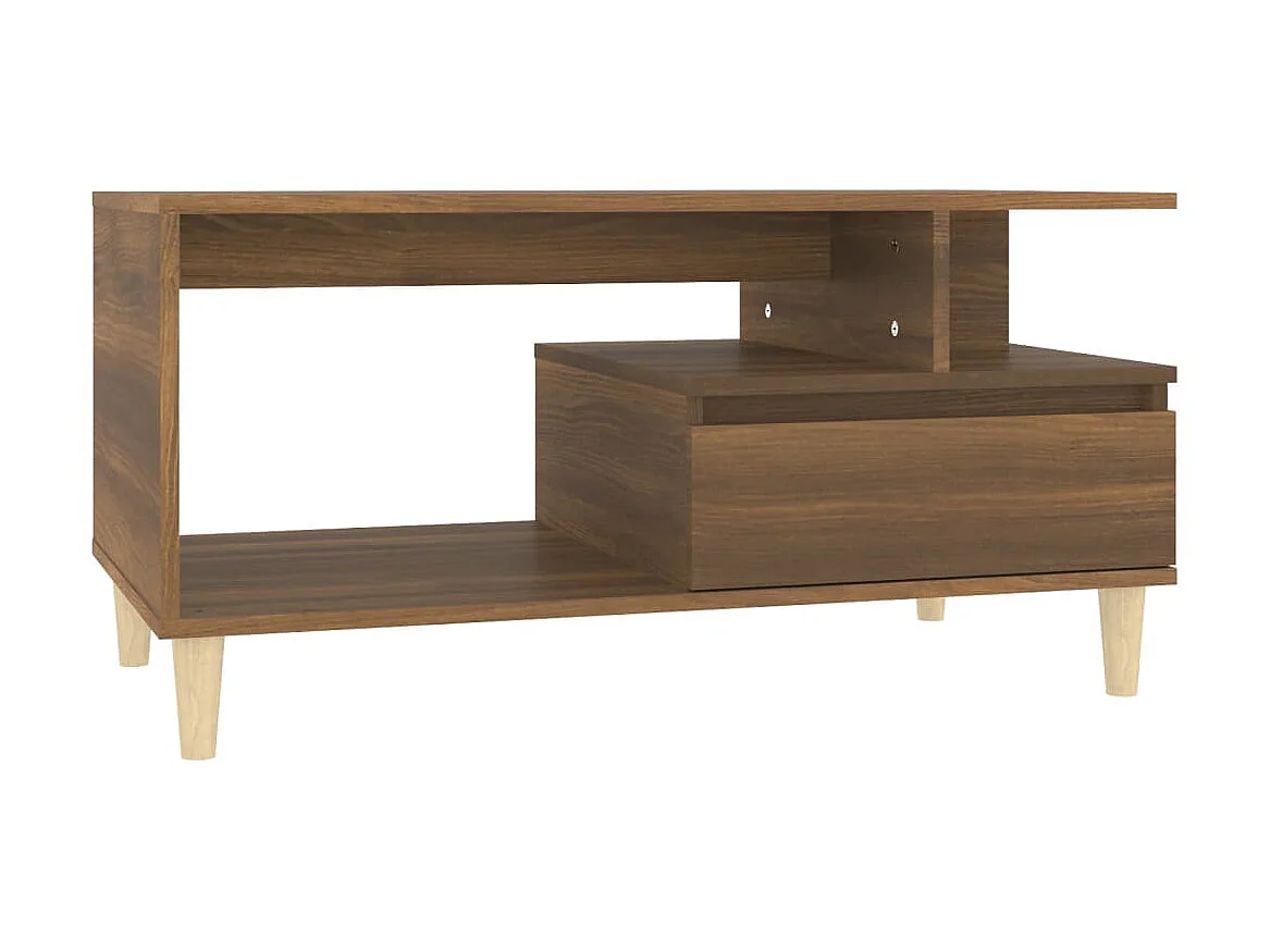 Gold Couchtisch Braune Eiche 90x49x45 cm Holzwerkstoff