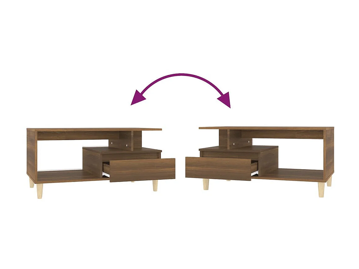 Gold Couchtisch Braune Eiche 90x49x45 cm Holzwerkstoff