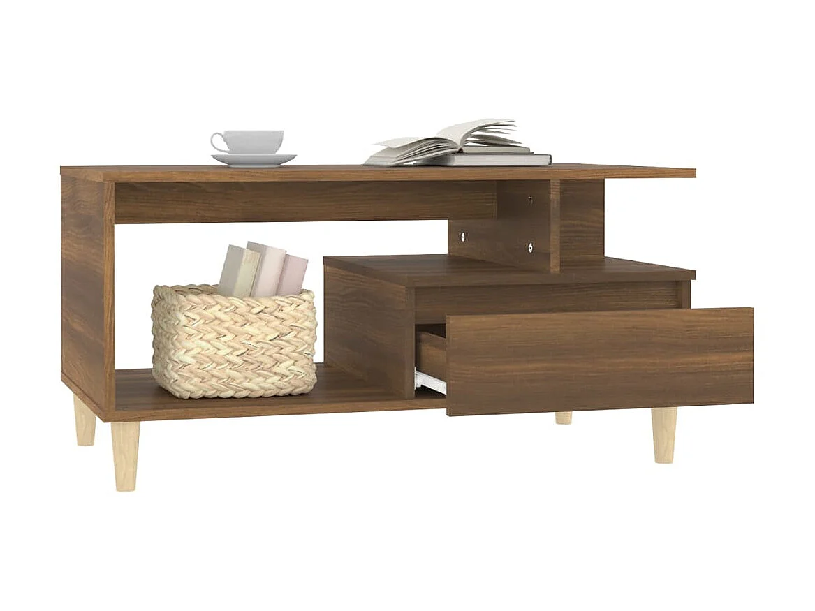 Mesa de centro dourada Carvalho castanho 90x49x45 cm Madeira artificial