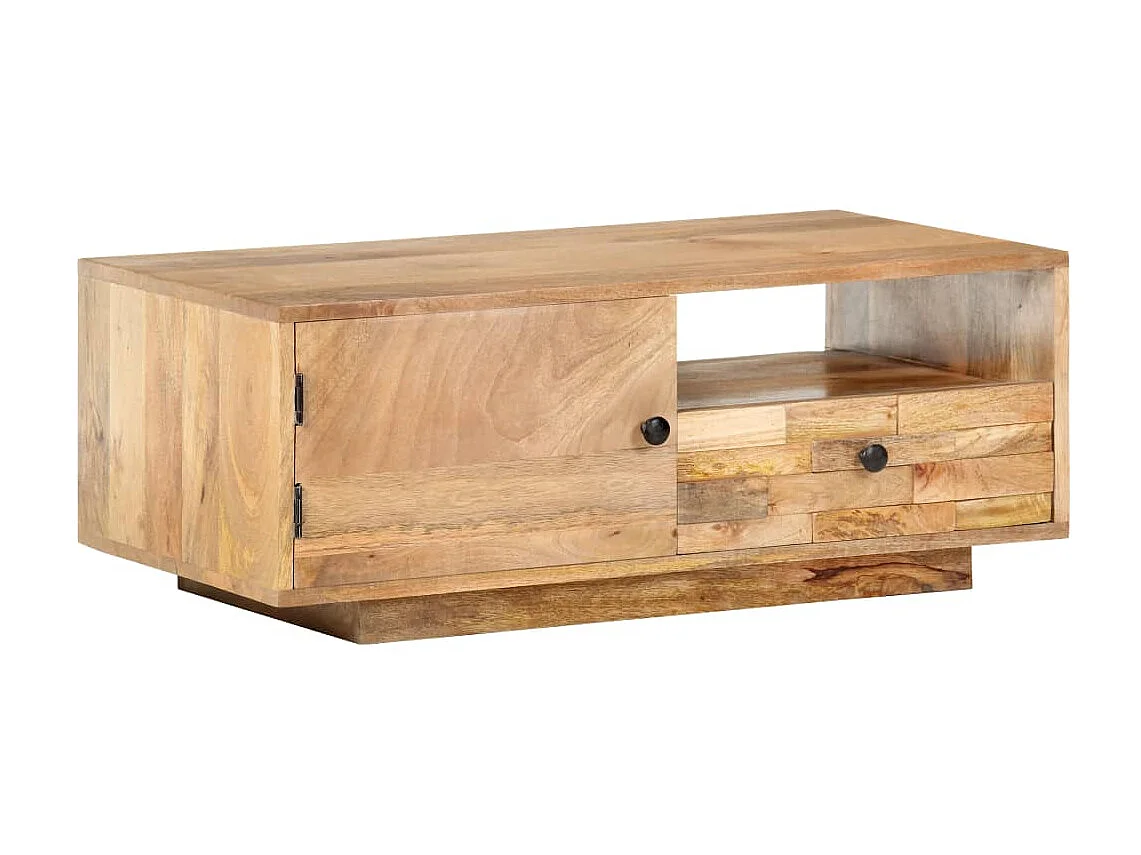 Goud Salontafel 90x50x35 cm Massief mangohout