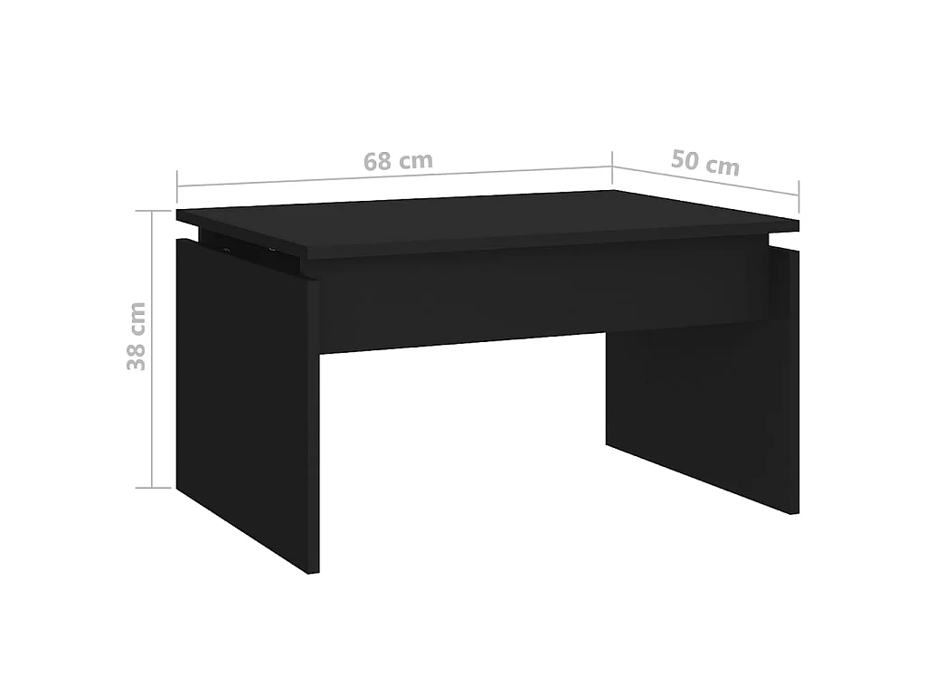 Tavolino Gold Nero 68x50x38 cm Truciolare