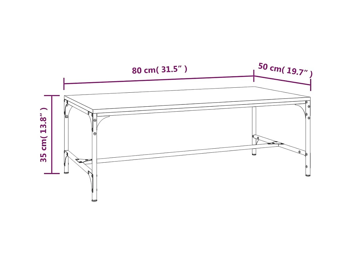 Gold Sonoma grijze salontafel 80x50x35 cm Bewerkt hout