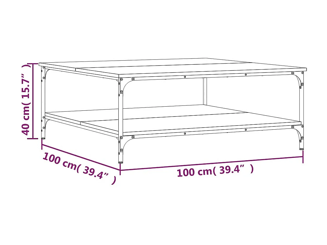 Mesa de centro roble Sonoma Gold 100x100x40 cm madera contrachapada