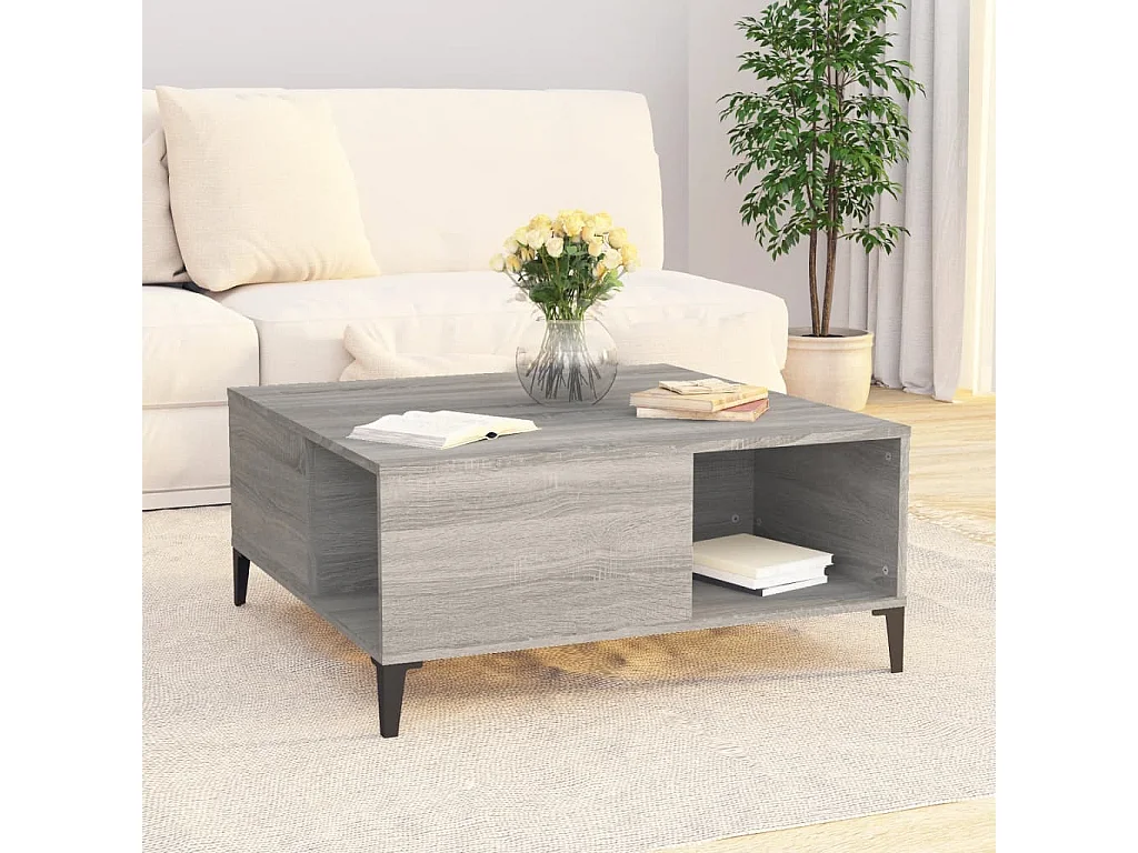 Table basse sonoma gris 80x80x36,5 cm bois d'ingénierie