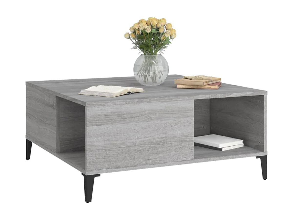 Table basse sonoma gris 80x80x36,5 cm bois d'ingénierie