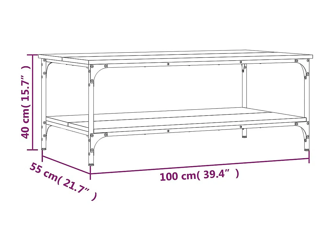 Table basse noir 100x55x40 cm bois d'ingénierie