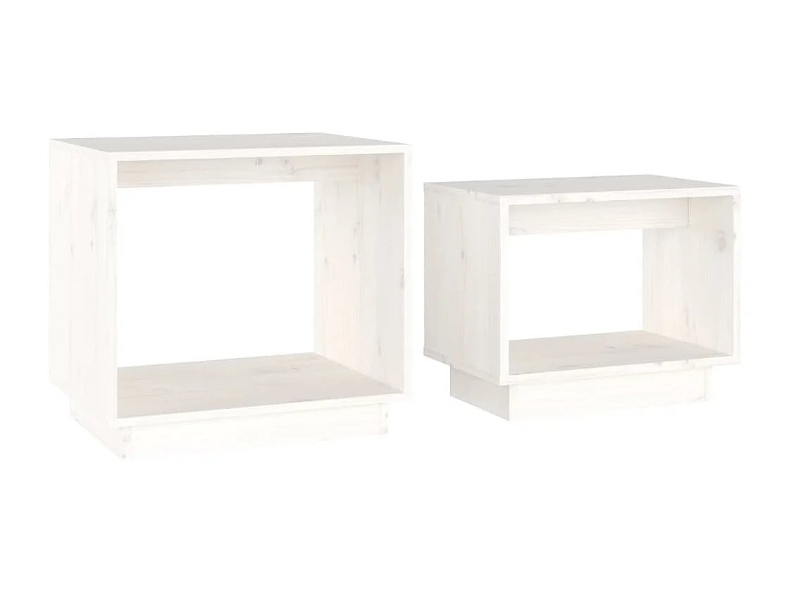 Oro Mesas de centro nido 2 piezas Blanco Madera de pino maciza