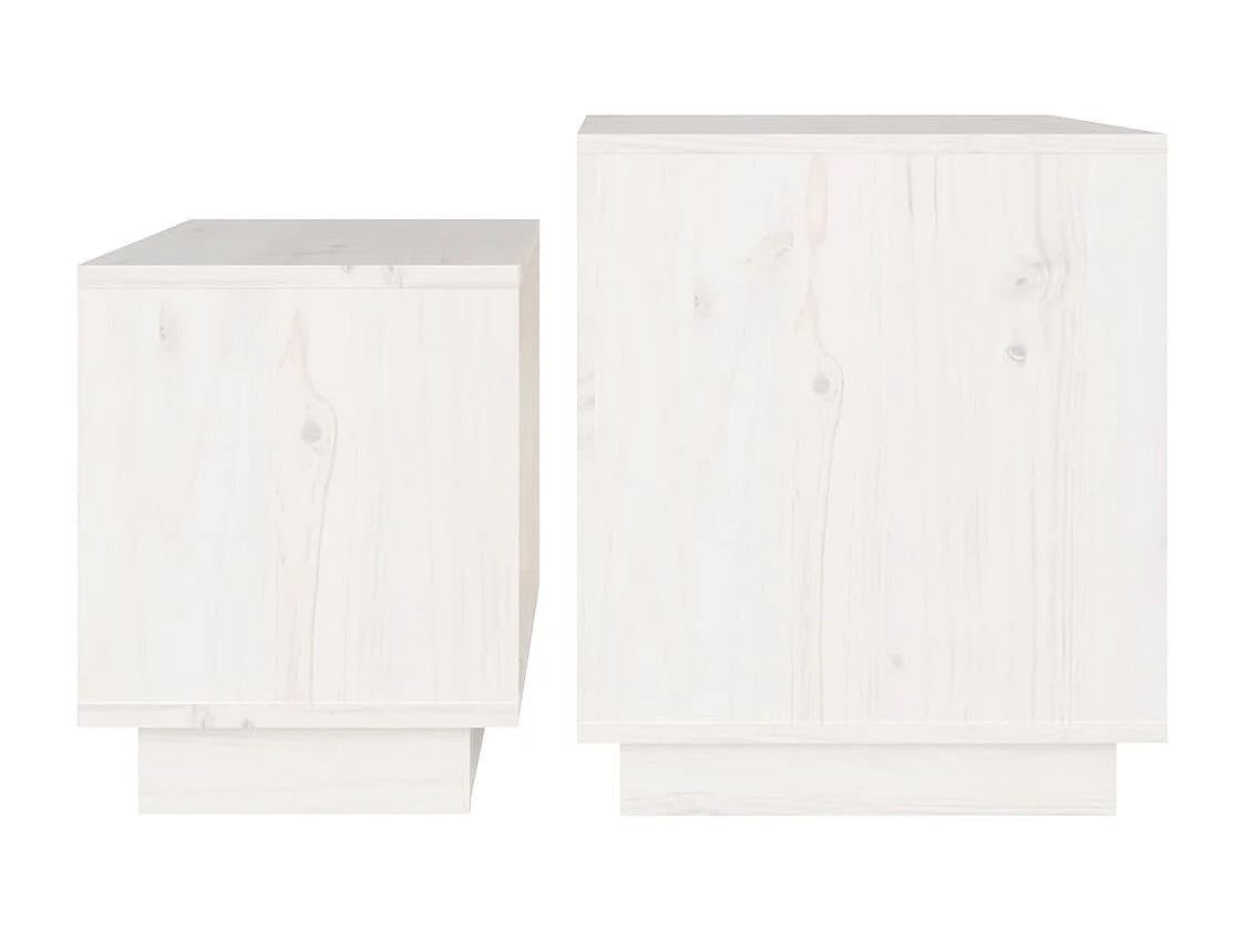 Oro Mesas de centro nido 2 piezas Blanco Madera de pino maciza