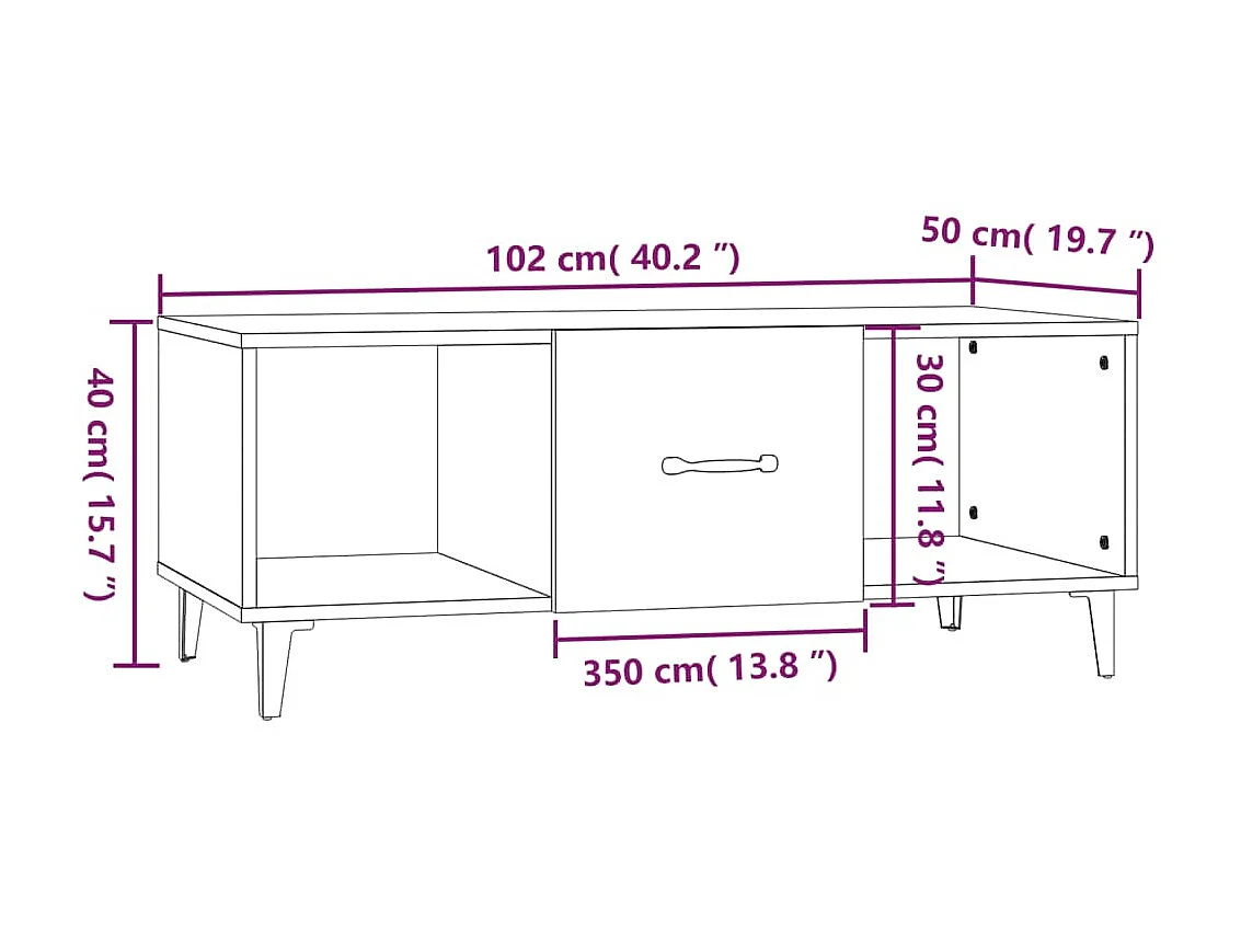Tavolino Gold Nero 102x50x40 cm MDF