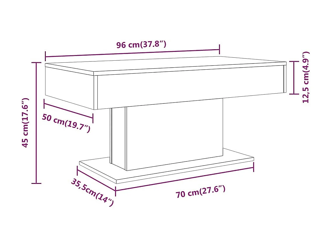 Mesa de centro Gold Roble ahumado 96x50x45 cm Madera contrachapada