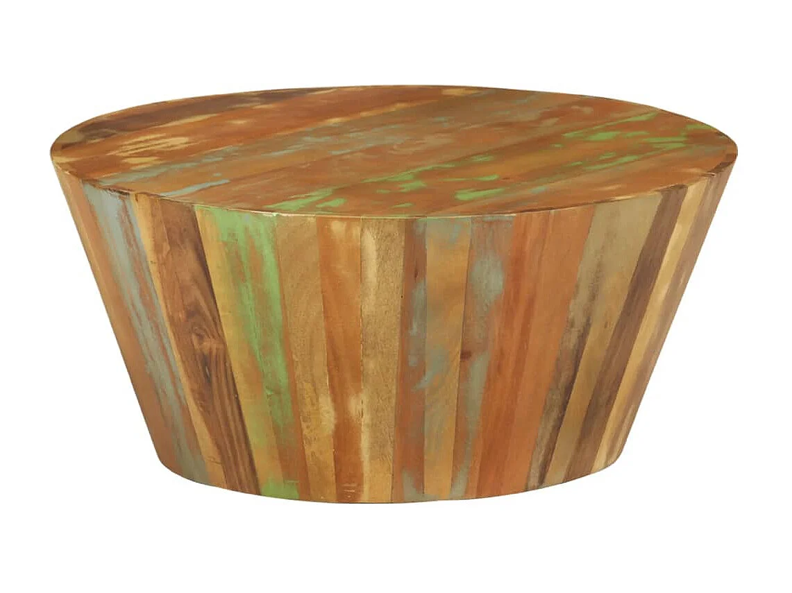 Tavolino Gold Ø65x31 cm Legno massello di recupero