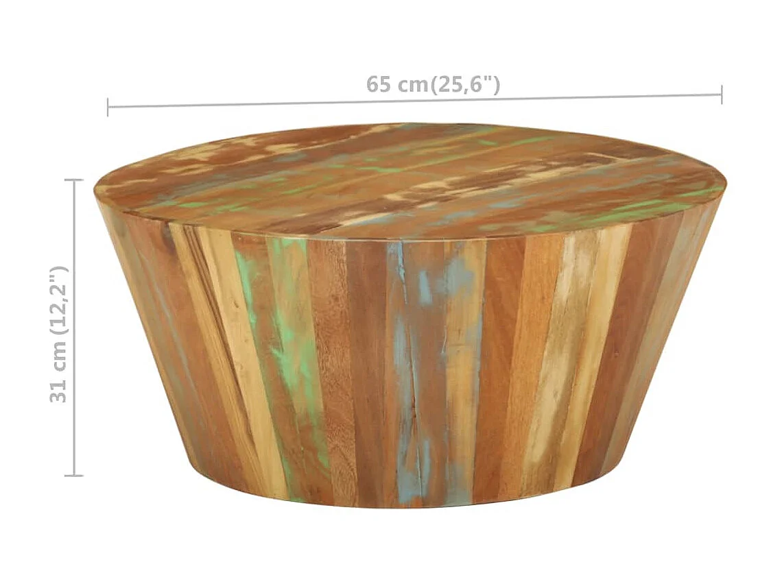 Goldfarbener Couchtisch Ø65x31 cm Massives Altholz