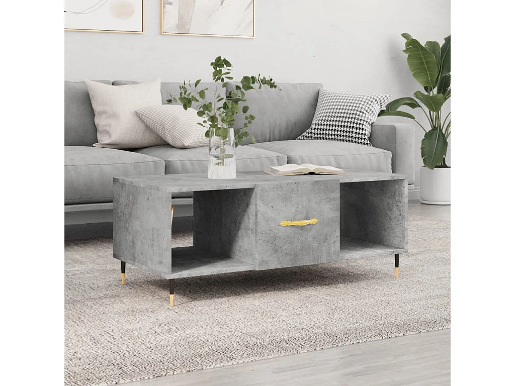 Tavolino Gold Concrete grigio 102x50x40 cm in derivati del legno