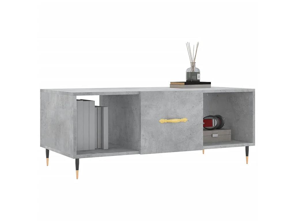 Tavolino Gold Concrete grigio 102x50x40 cm in derivati del legno