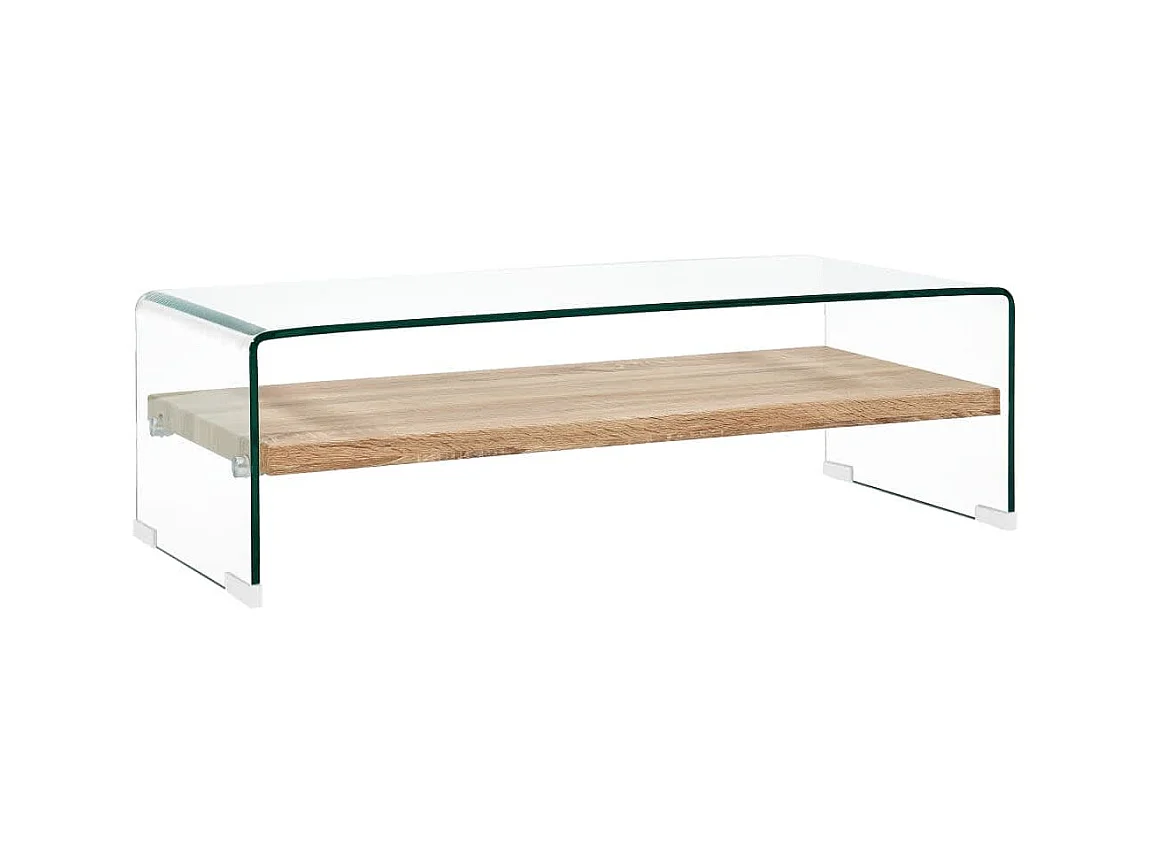 Mesa de centro dorada Transparente 98 x 45 x 31 cm Vidrio templado