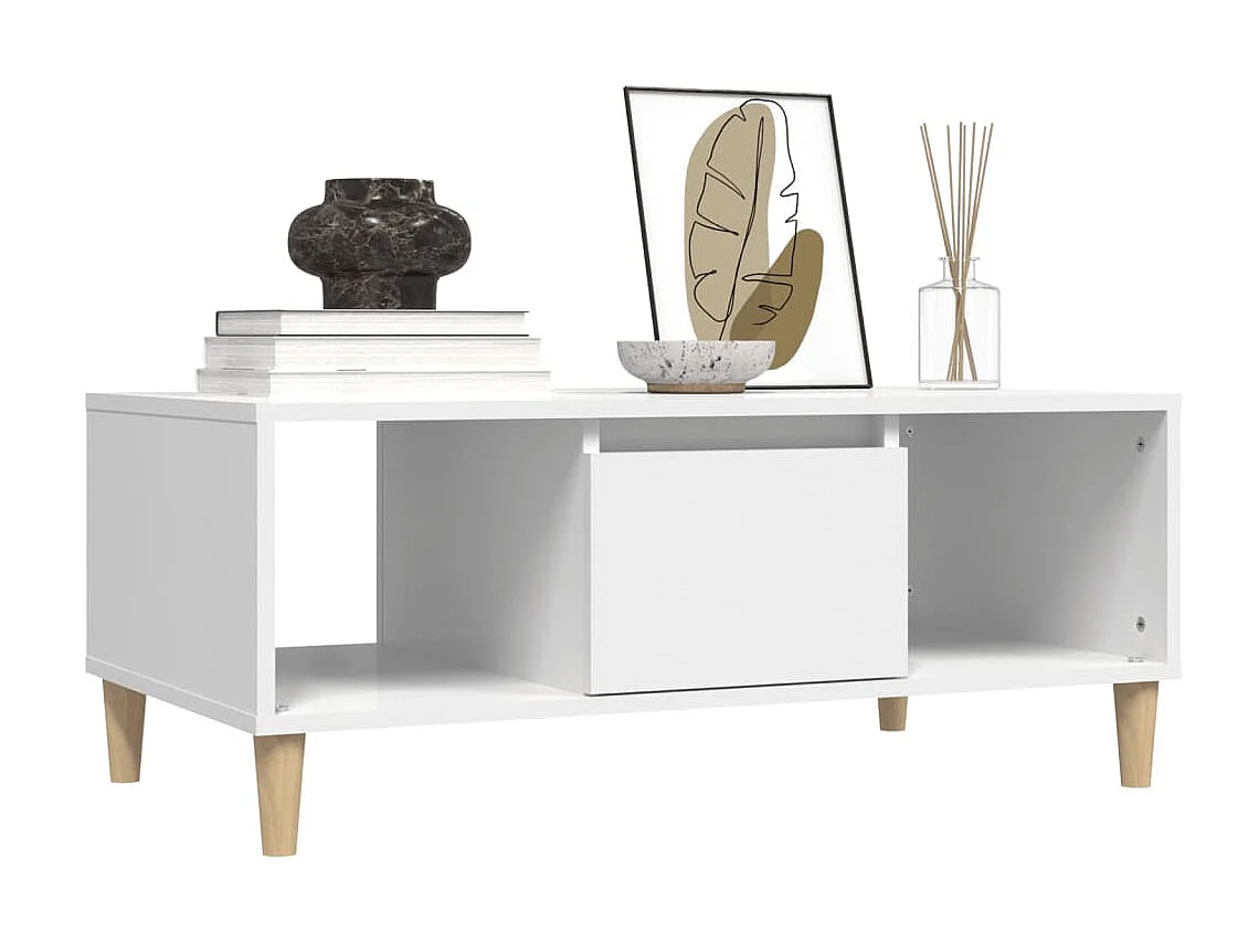 Table basse Blanc 90x50x36,5 cm Bois d'ingénierie