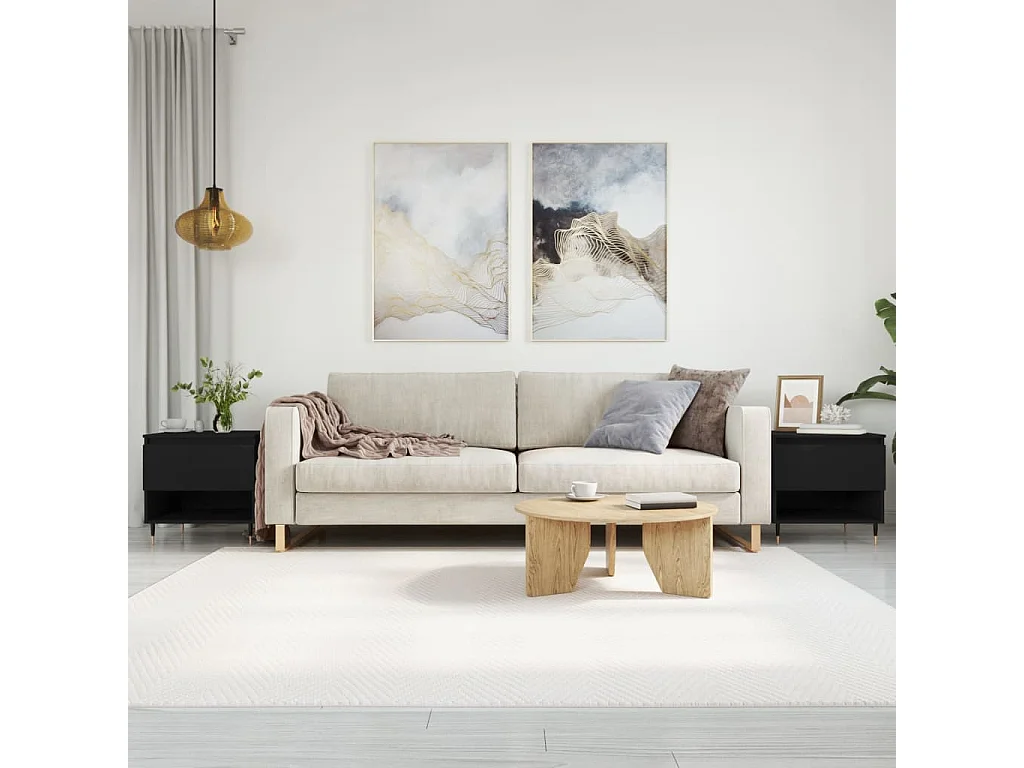 Mesas de centro Golden 2 piezas madera contrachapada negra 50x46x50 cm