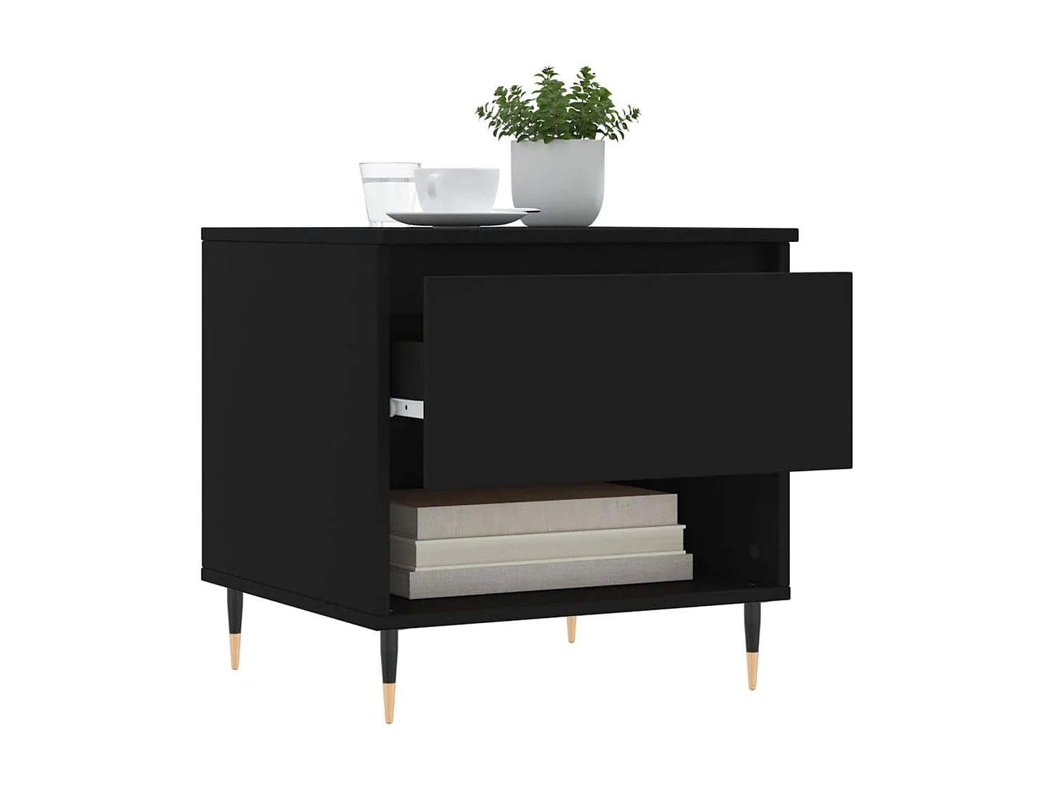 Mesas de centro Golden 2 piezas madera contrachapada negra 50x46x50 cm