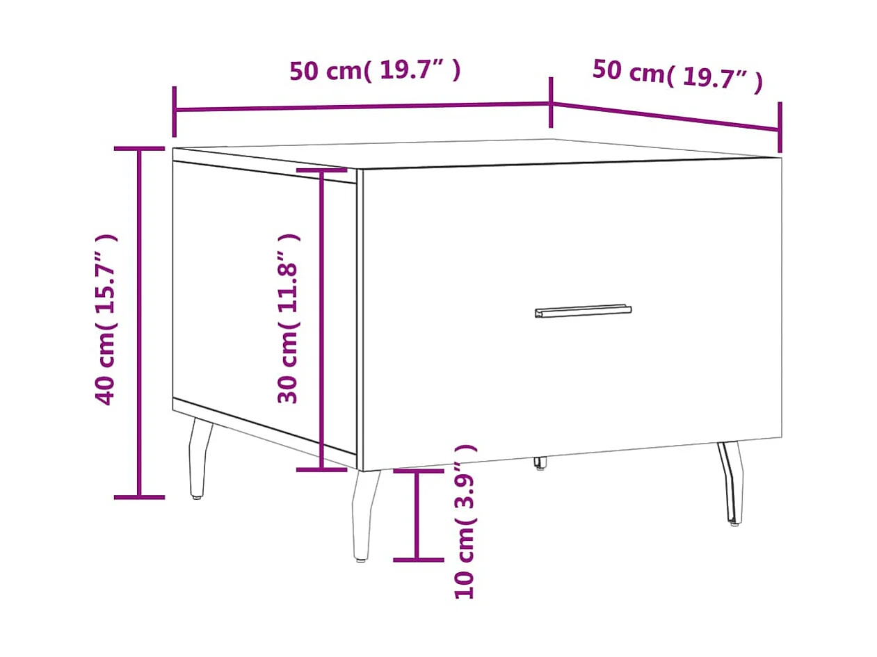 Mesa de centro Gold Roble marrón 50x50x40 cm Madera contrachapada