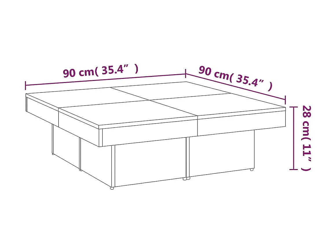 Tavolino grigio Gold Sonoma 90x90x28 cm MDF
