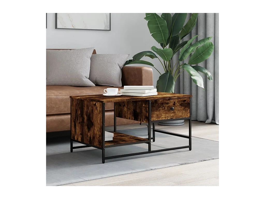 Table basse chêne fumé 85,5x51x45 cm bois d'ingénierie