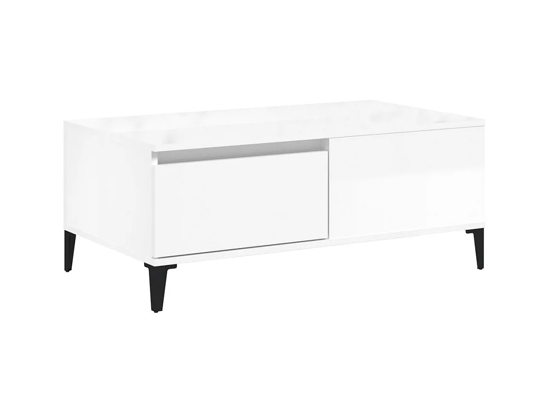 Table basse Blanc brillant 90x50x36,5 cm Bois d'ingénierie