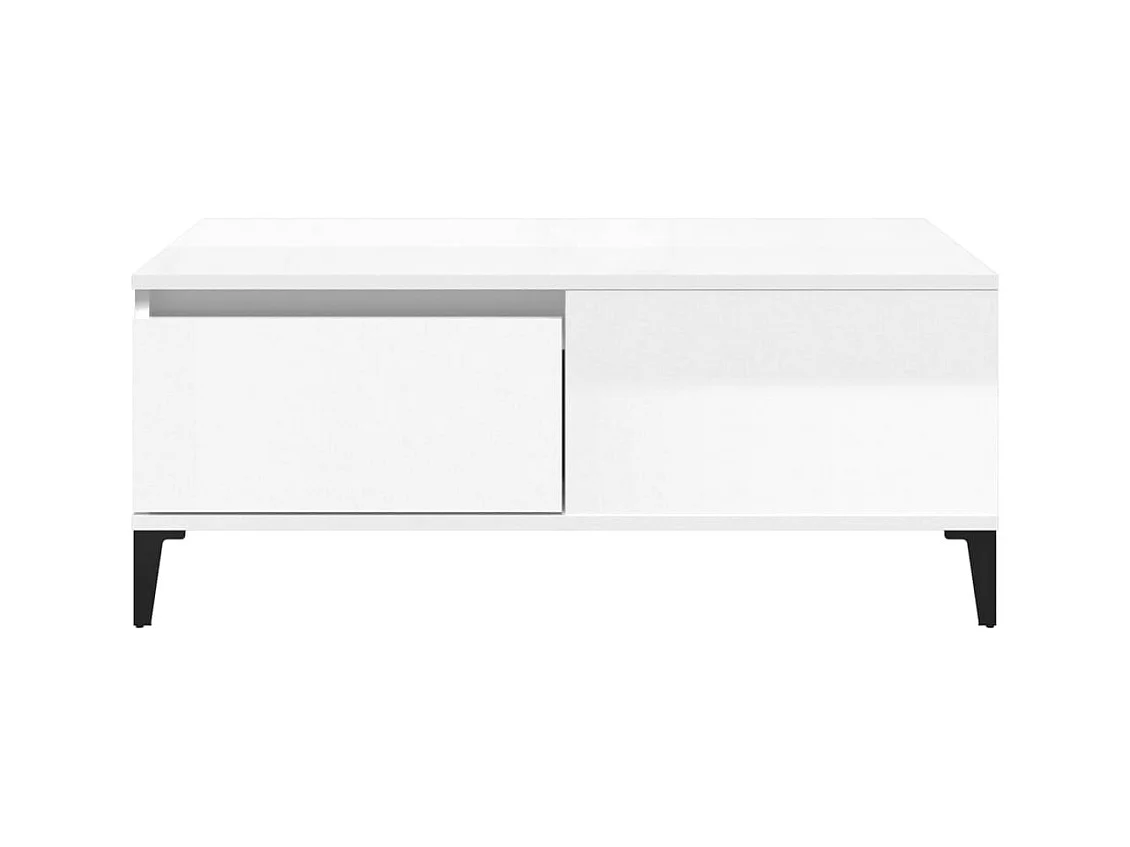 Table basse Blanc brillant 90x50x36,5 cm Bois d'ingénierie