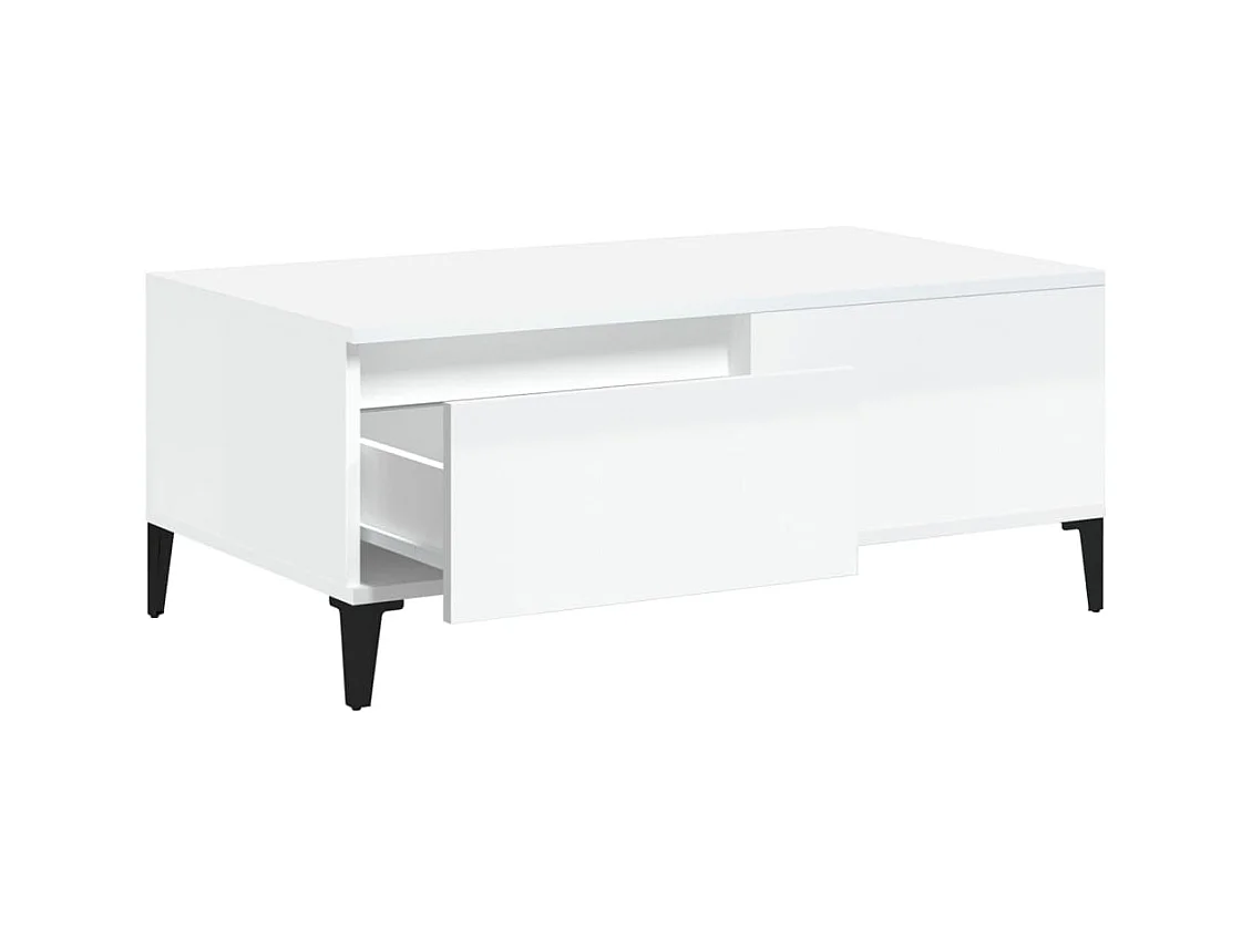 Table basse Blanc brillant 90x50x36,5 cm Bois d'ingénierie