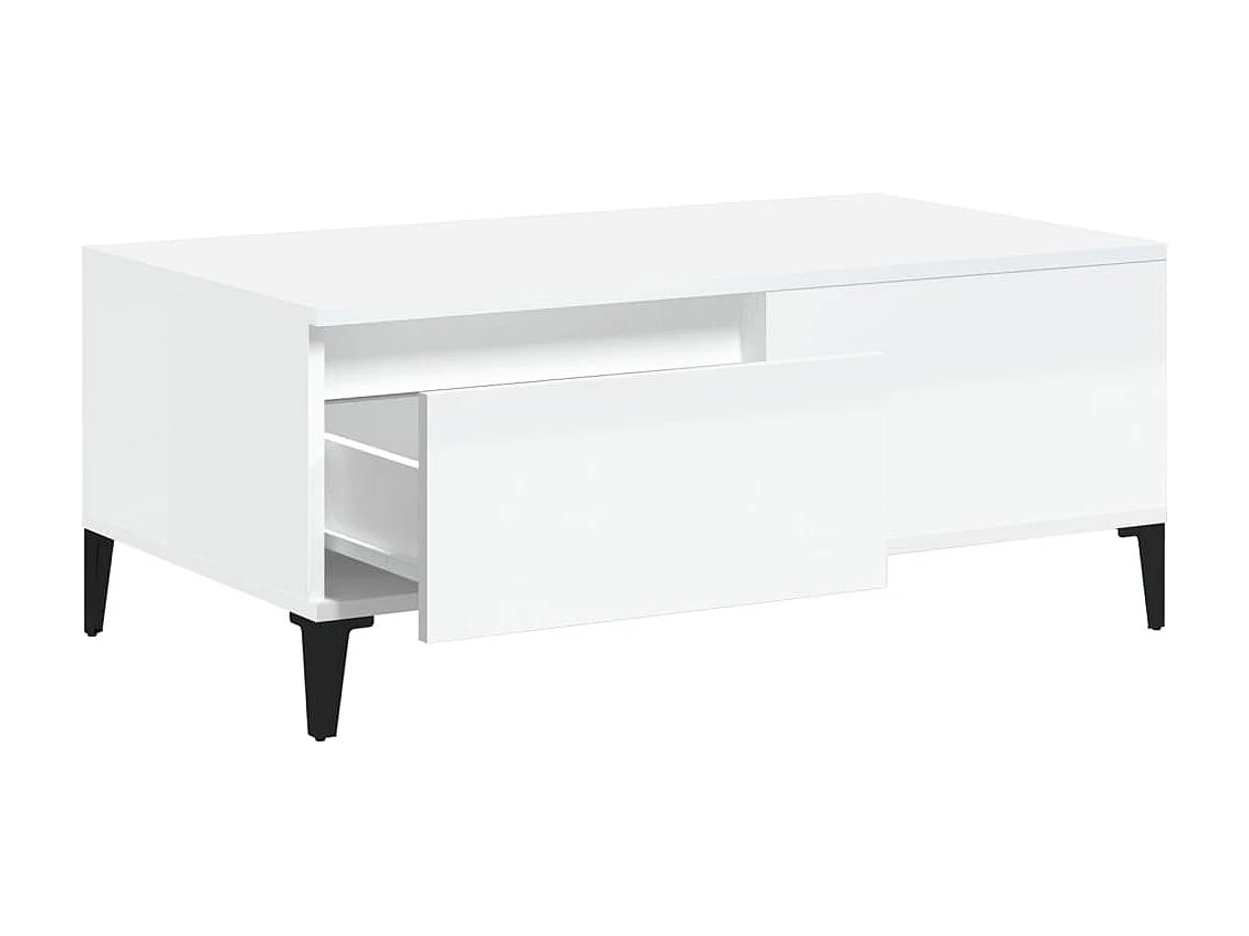 Table basse Blanc brillant 90x50x36,5 cm Bois d'ingénierie