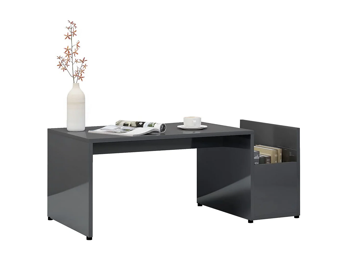 Table basse Gris brillant 90x45x35 cm Aggloméré