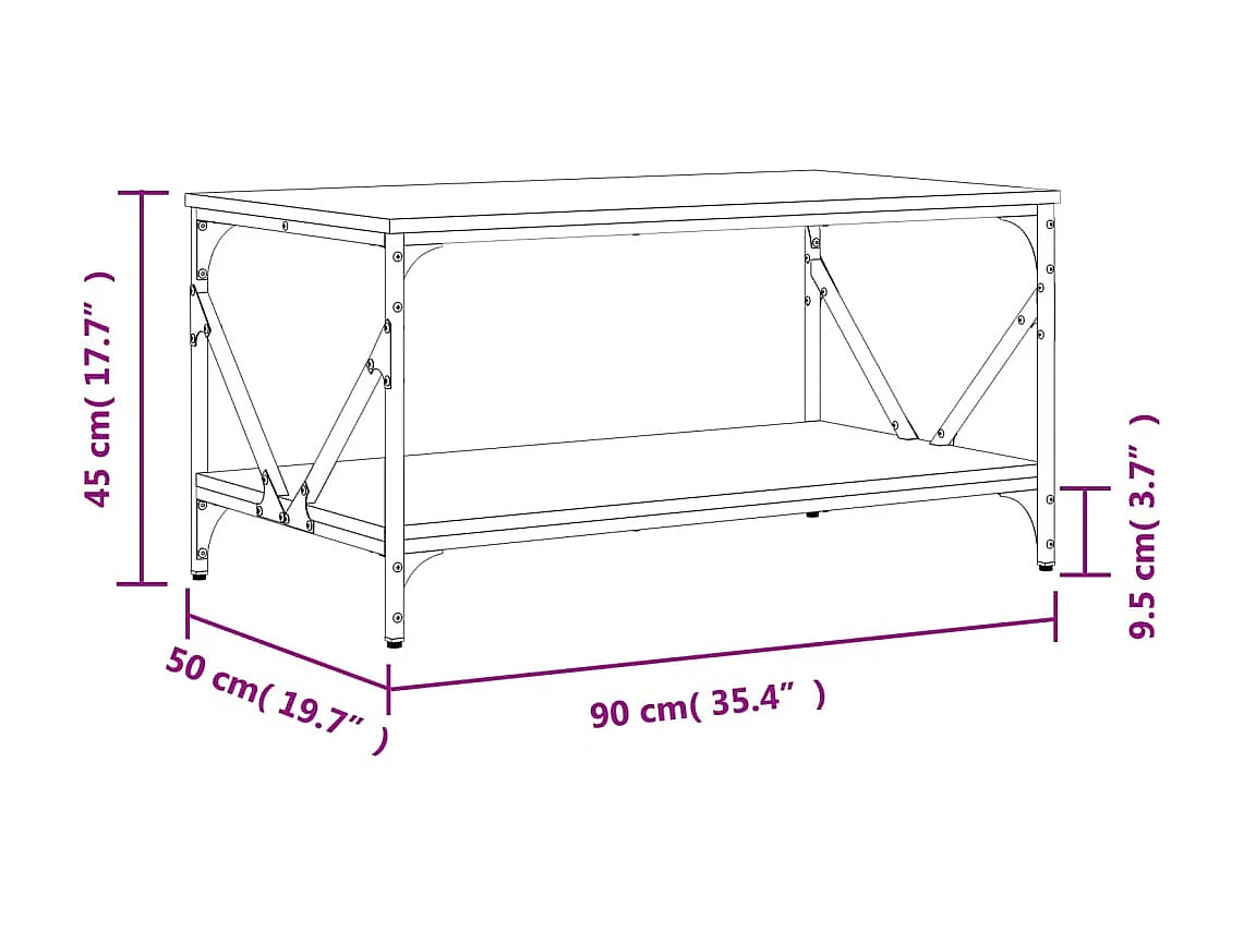 Gold Salontafel zwart 90x50x45 cm samengesteld hout