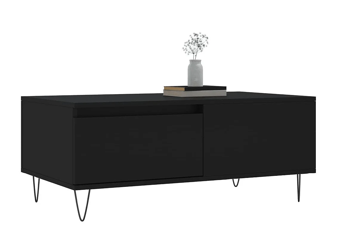 Gold Salontafel Zwart 90x50x36,5 cm Bewerkt hout