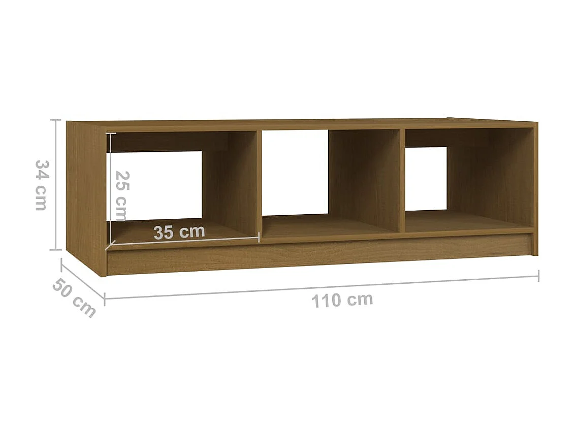 Mesa de centro Gold Marrón miel 110x50x34 cm Madera maciza de pino