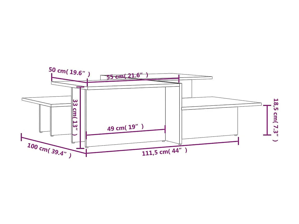 Tables basses 2 pcs Sonoma gris Bois d'ingénierie