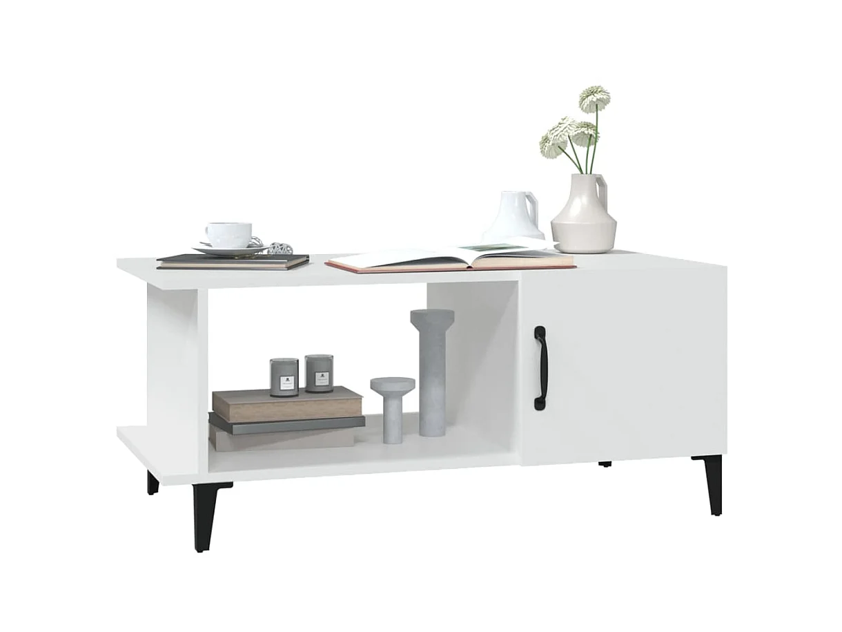 Gold Salontafel Wit 90x50x40 cm Bewerkt hout