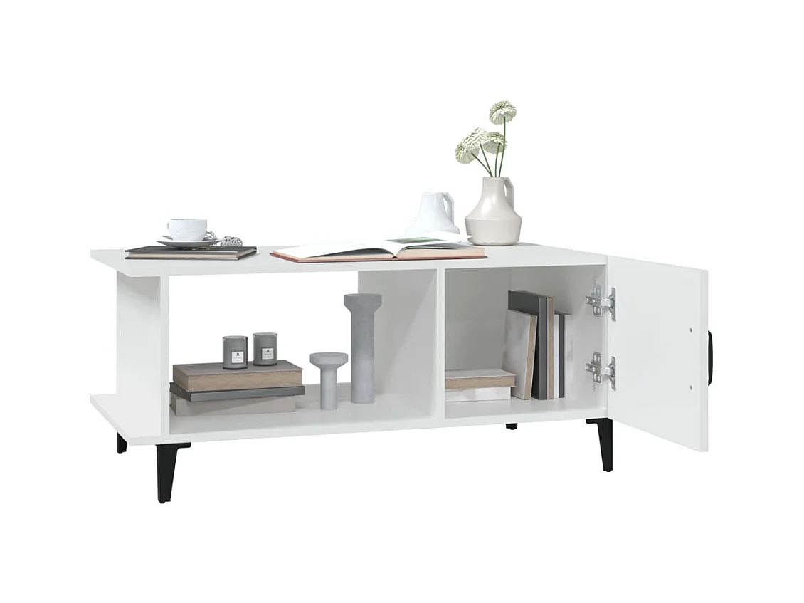 Gold Salontafel Wit 90x50x40 cm Bewerkt hout