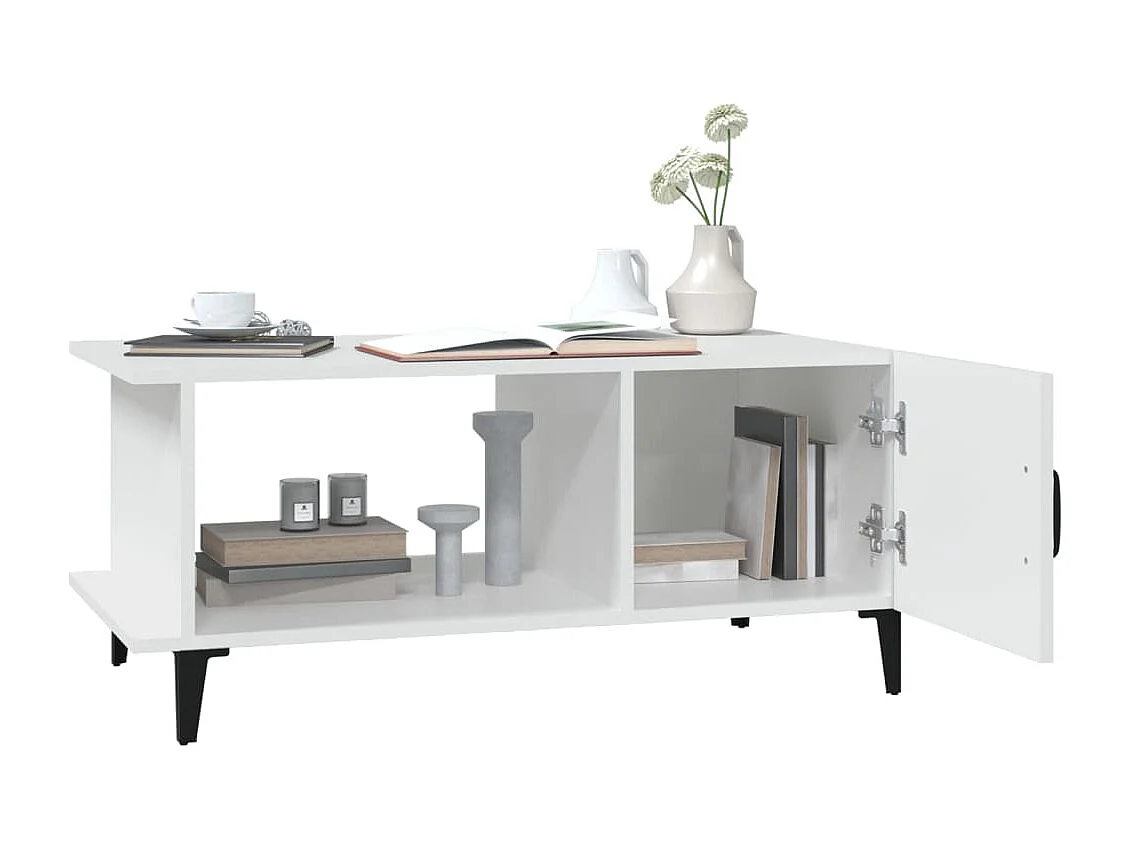 Goldfarbener Couchtisch Weiß 90x50x40 cm Holzwerkstoff