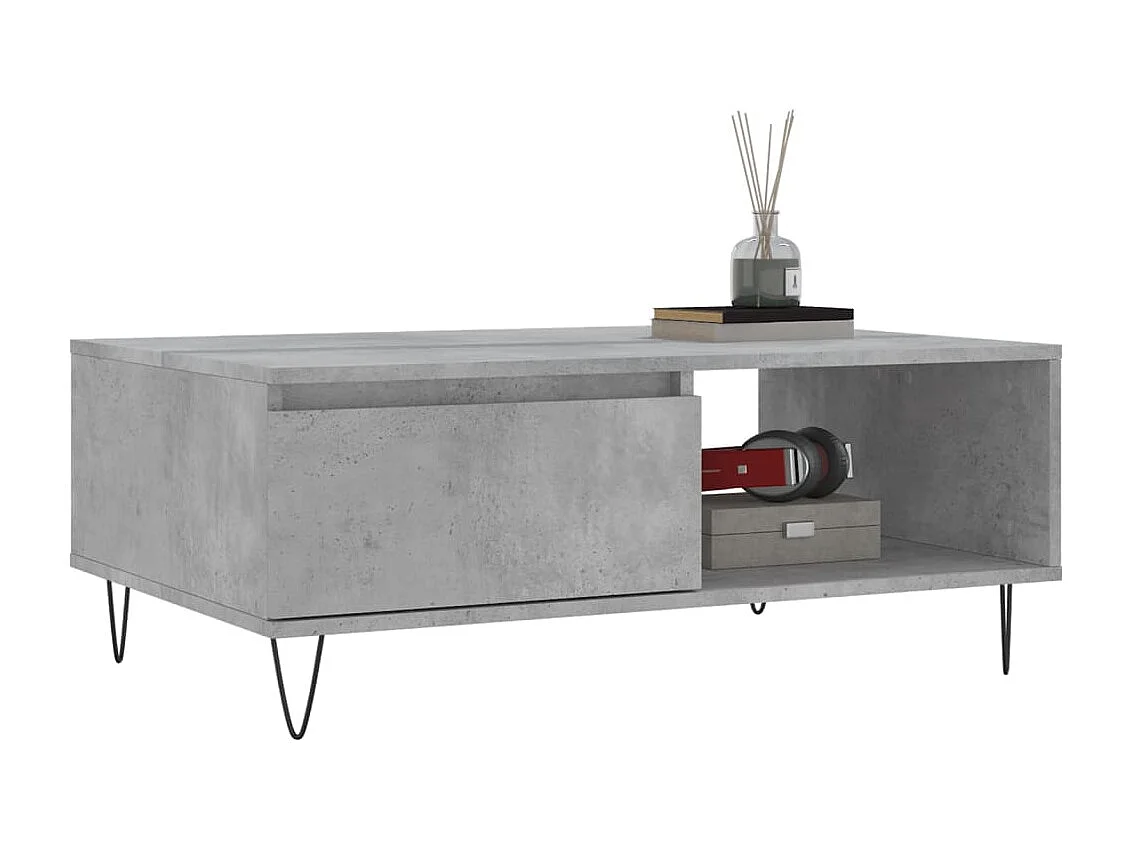 Tavolino Gold Concrete grigio 90x60x35 cm in derivati del legno