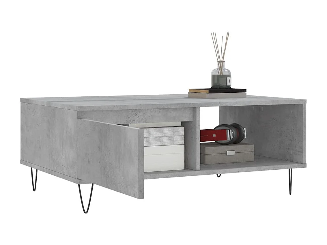 Tavolino Gold Concrete grigio 90x60x35 cm in derivati del legno