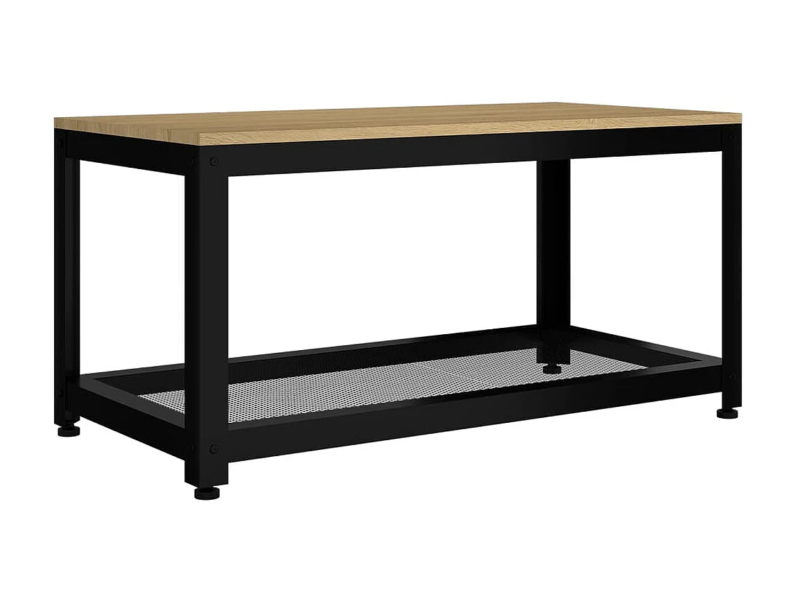 Mesa de centro Gold Marrón claro y negro 90x45x45 cm MDF y hierro