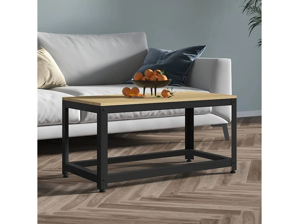 Table basse Marron clair et noir 90x45x45 cm MDF et fer