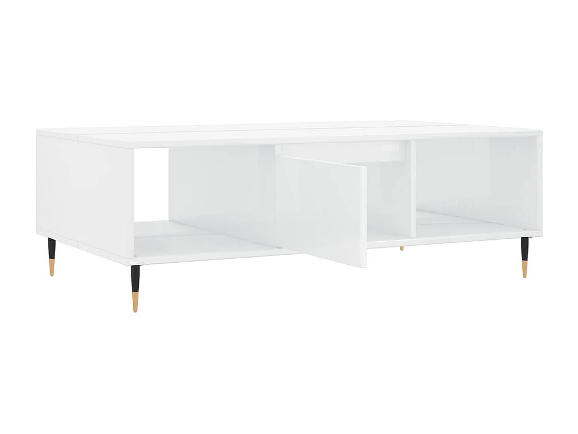 Table basse blanc brillant 104x60x35 cm bois d'ingénierie