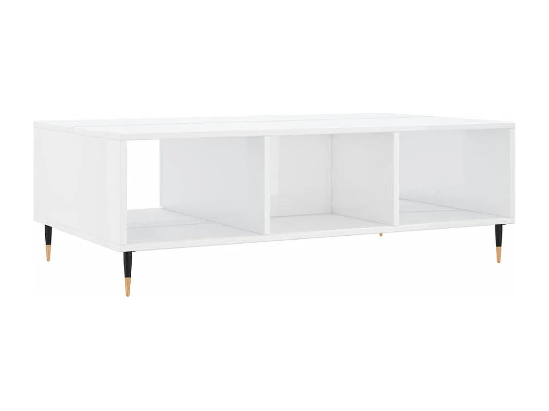 Table basse blanc brillant 104x60x35 cm bois d'ingénierie