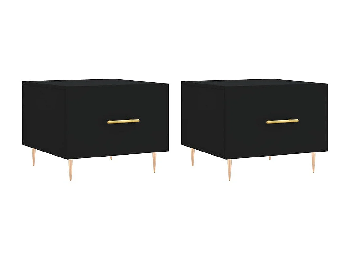 Tavolini Golden 2 pezzi neri 50x50x40 cm in MDF
